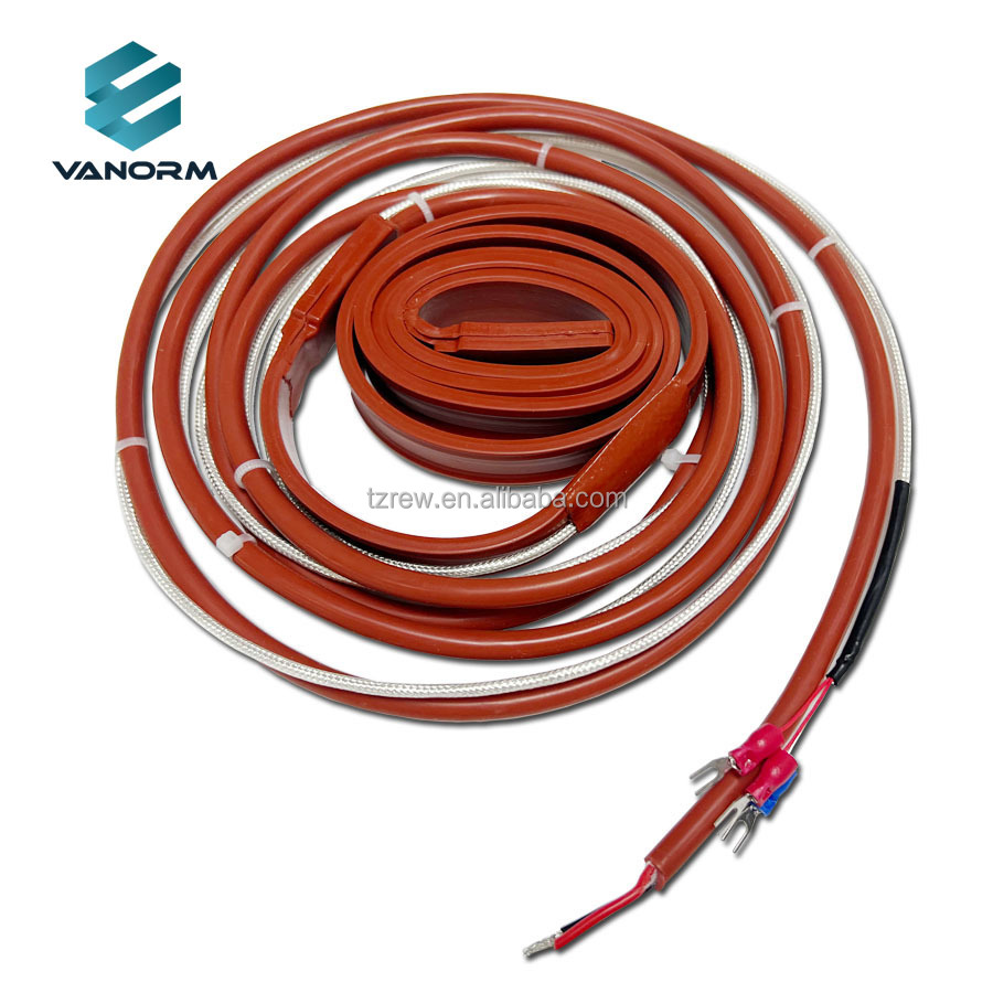 High-Temperature Waterproof Wiring Silicone Heater Belt 15mm 20mm 25mm 30mm 50mm Flexible Cable with PT100 Motor for Wiring