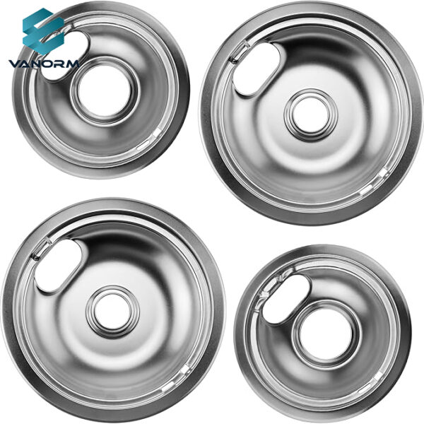 W10196405 W10196406 Chrome Drip Pan Set and MP21YA MP15YA Burner Surface Elements, Compatible with Whirlpool Range Oven
