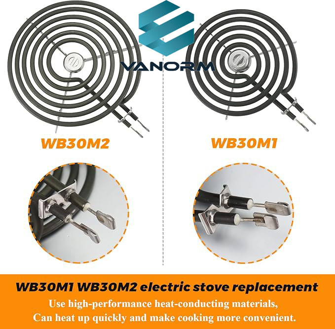 WB30M1 and WB30M2 GE Hotpoint Electric Stove Burner Replacement Element, Stove Top-Includes 2 * 8'' és 2 * 6'' - Image 3
