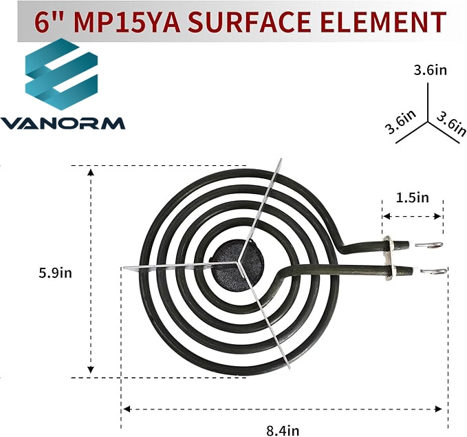 MP15YA 6 Inch Stainless Steel Plate Heater 4 Turns Stove Burner Surface Element with Automatic Motor 240V 1500W - Image 4
