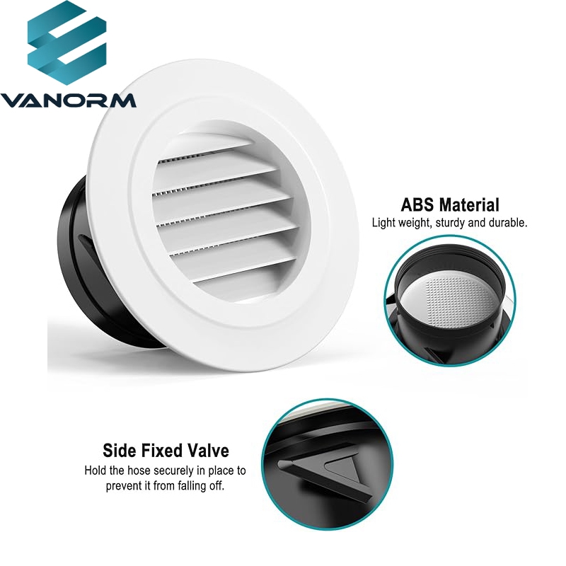 Round Vent Cover with Built-in Screen Mesh, ABS Vent for Exhaust Fan, HVAC Ducting, Bathroom, Kitchen, Garage Use, 100mm, Valge - Image 3