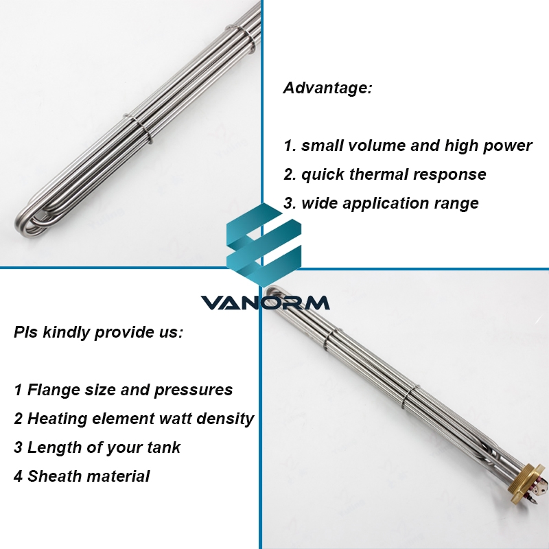 400V 20KW Industrial Electric 3 Phase Immersion Tubular Hot Water Heating Element Core Resistance Boiler Flange Heater Element - Image 5
