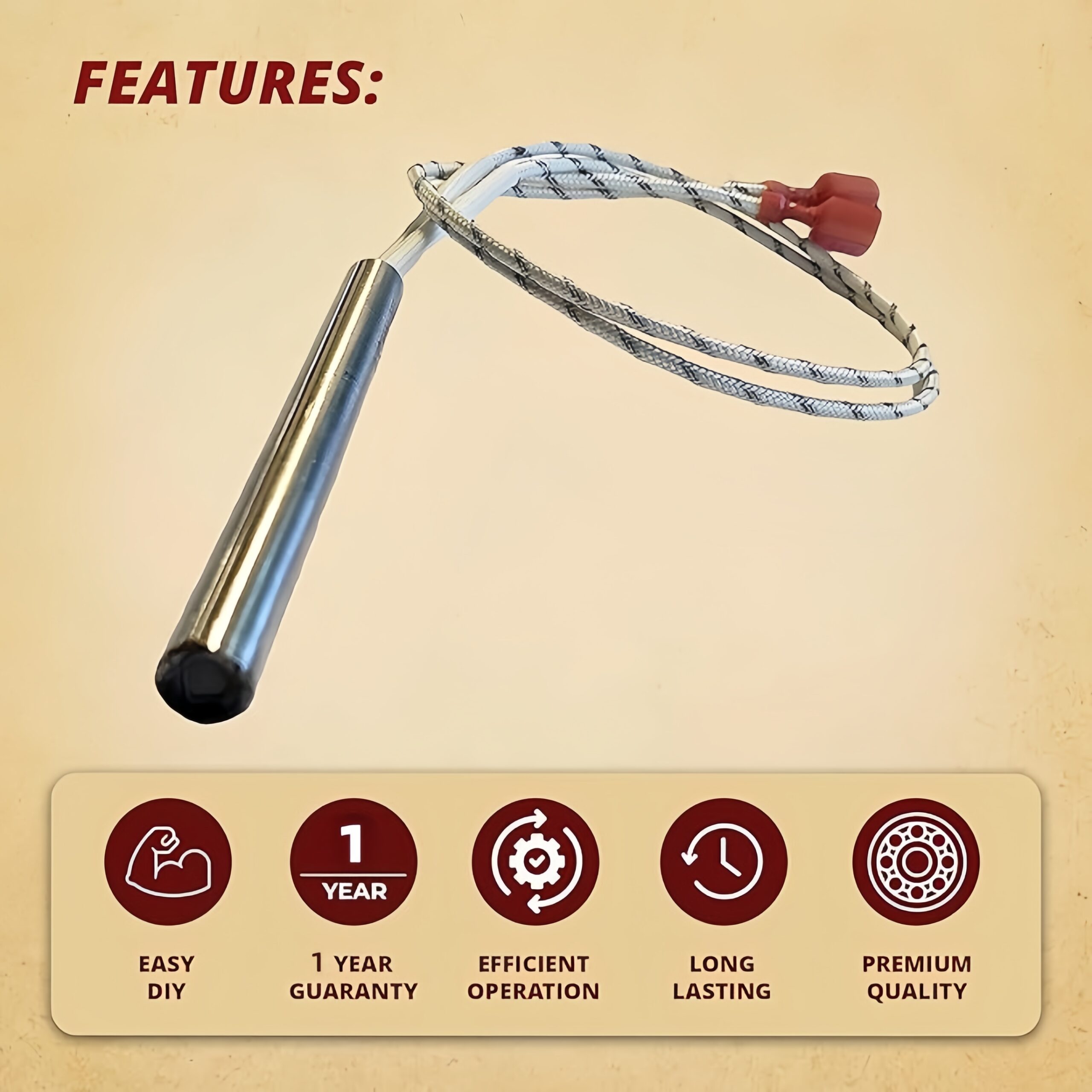 80619 Single-head Stainless Steel 120V 250W Mold Dry-burning Heating Element with Long Service Life - Image 3