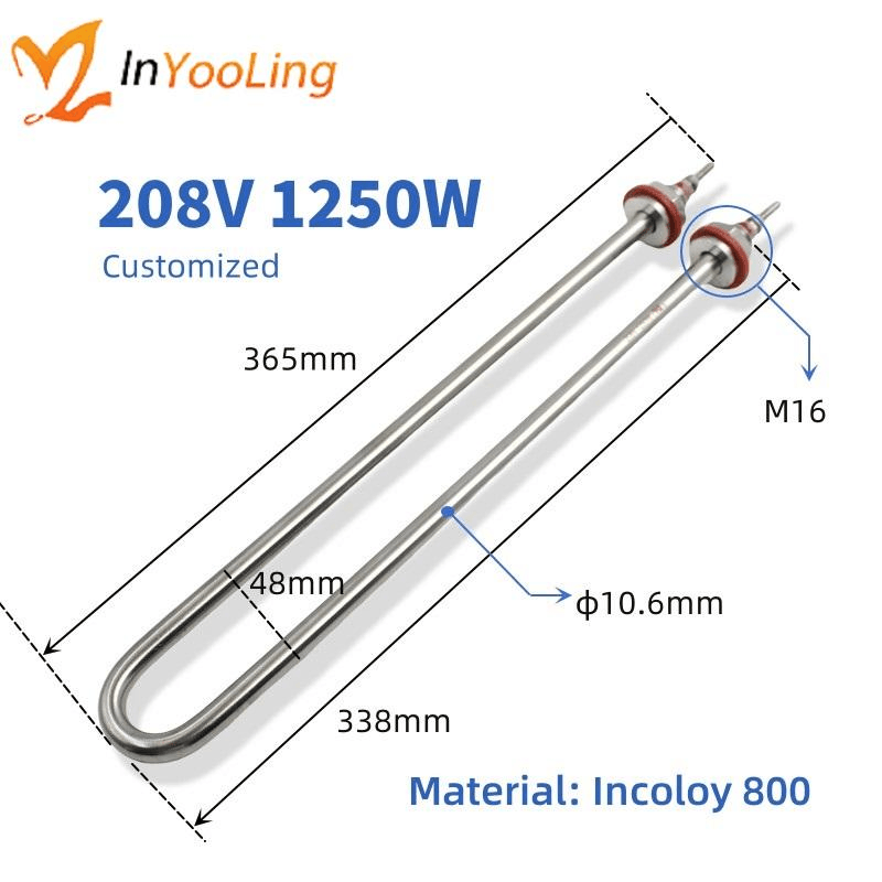 Oven Heating Element Double Headed Stainless Steel Tubular Heater with M14 U-Shape Tube 208V 1250W Low-Temperature - Slika 4