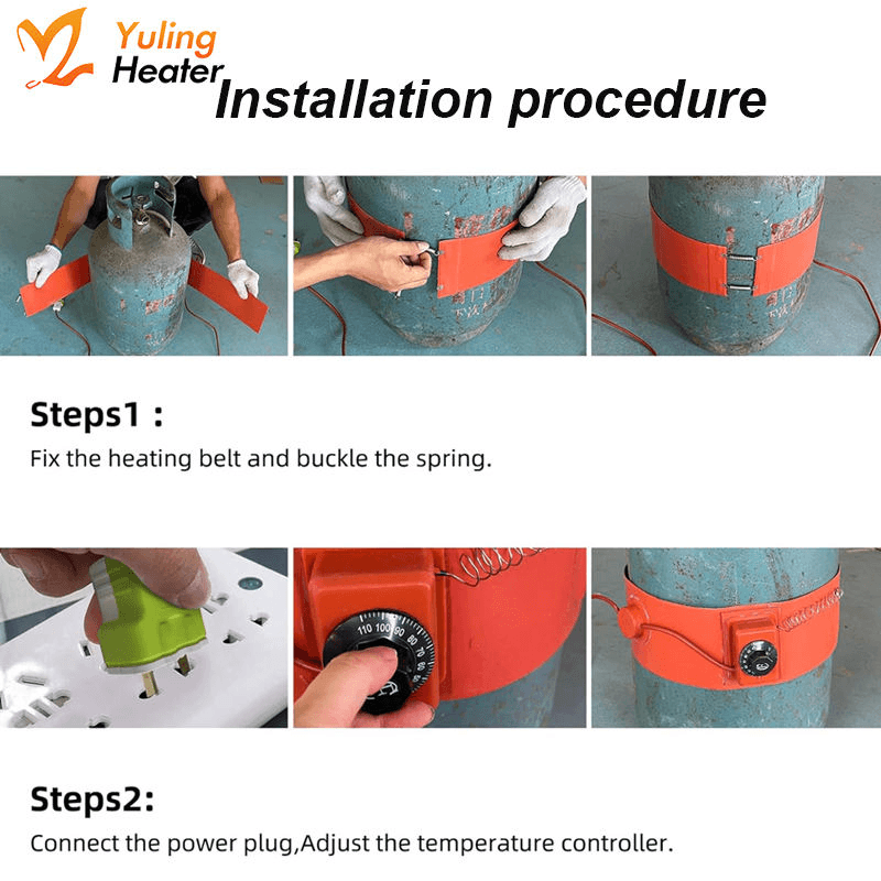 Silicone Electric Heating Strip Flexible Heater 220V for Liquefied Gas Cylinder Heating Belt Auxiliary 5/10/15/50KG Heating - Billede 5