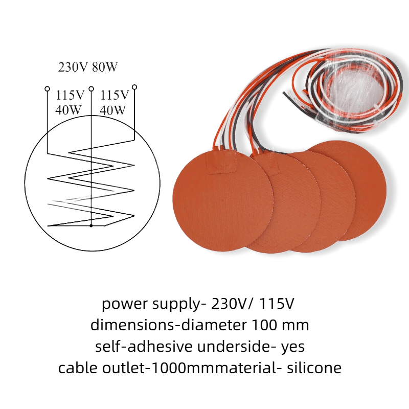 100Coussin chauffant rond en Silicone souple de mm, avec élément chauffant à roulement 230V 80W pour imprimante 3D - Image 3