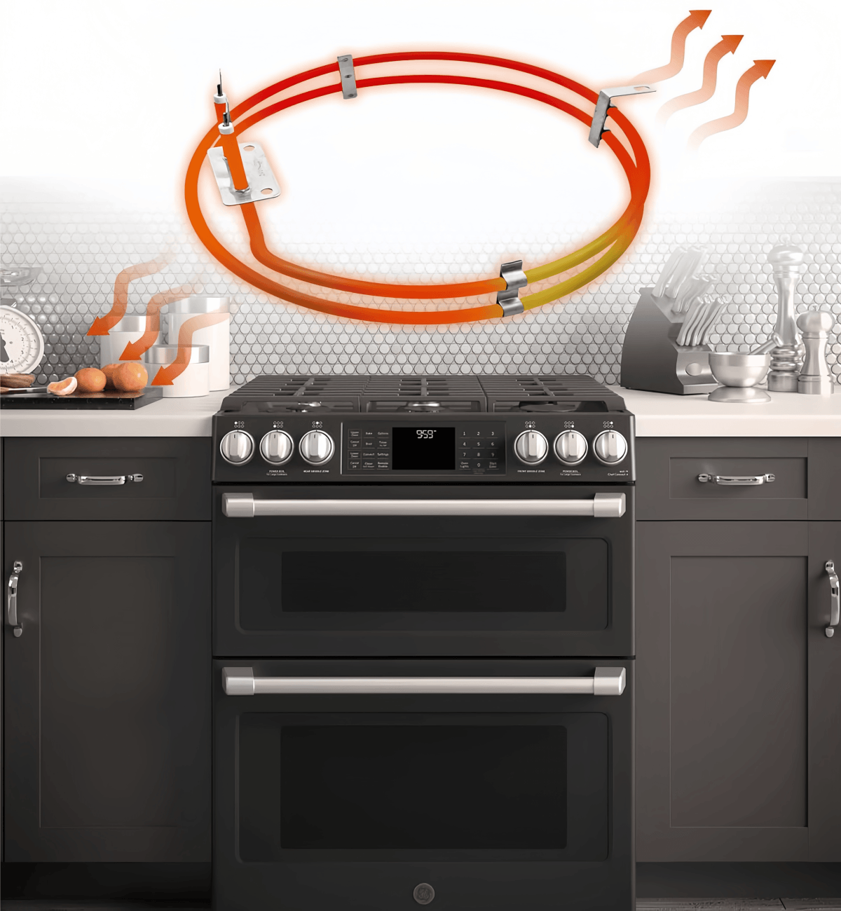 WB44T10053 Electric Stainless Steel Oven Convection Element Compatible for Ovens Replaces Heating Elements WB44K5019