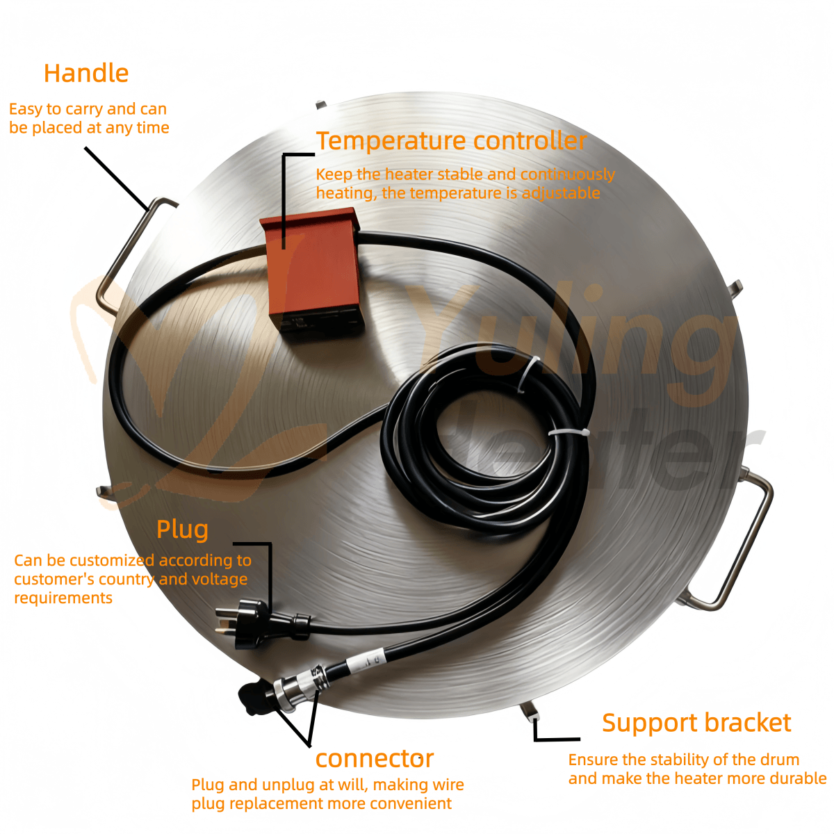 Automatic Stainless Steel Drum Base Heater Silicone Rubber Insulation Electric Heating Element for Oil Drum Metal Oil Drum - Image 4
