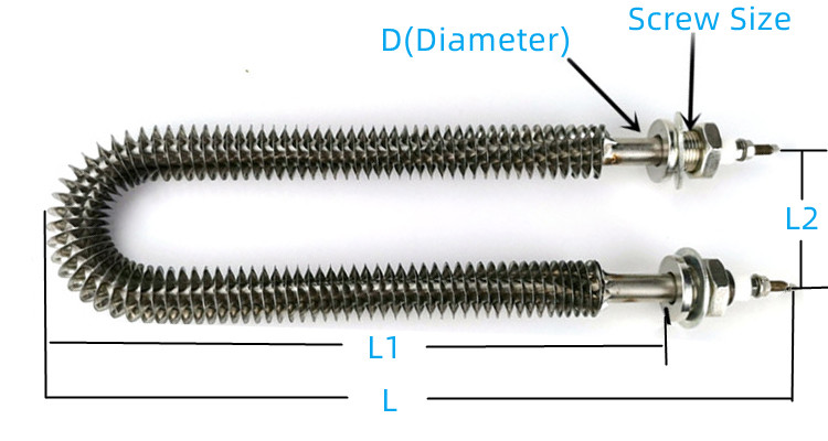 U Shape 500W 800W 1KW 2KW Stainless Steel Electric Oven Heater Air Heating Finned Tubular Nichrome Heating Elements - ภาพ 2