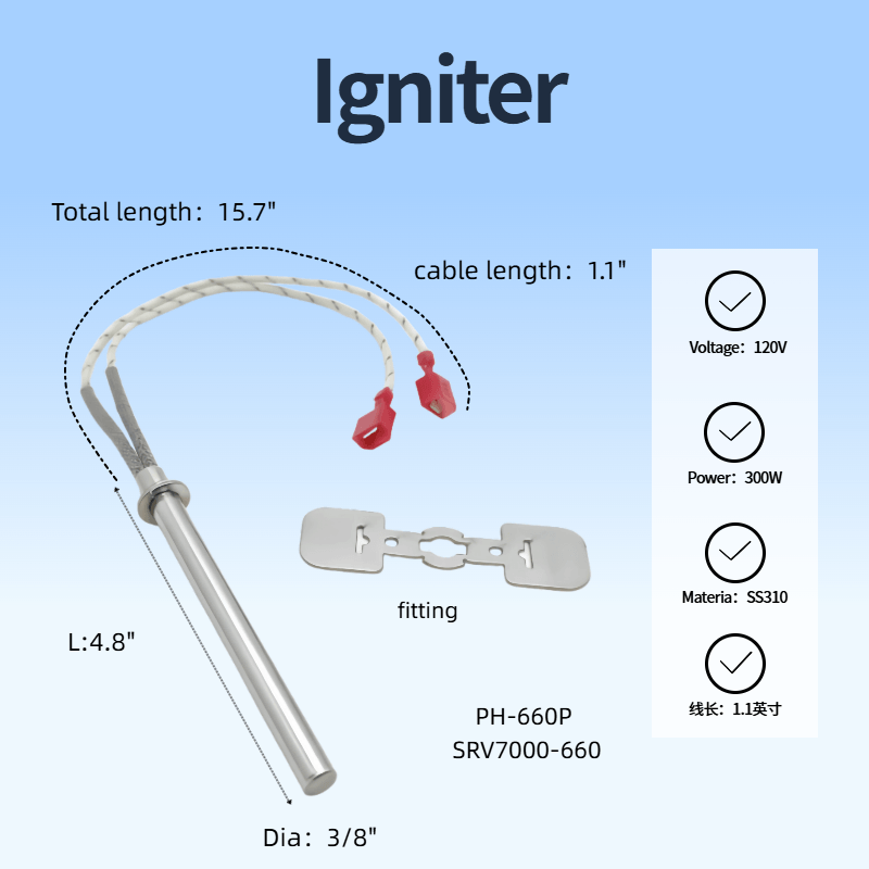 PH-660P SRV7000-660-AMP Stainless Steel Replacement Igniter for Pellet Stove 300W Heating Wire for Home Farm Hotel Use - 영상 5