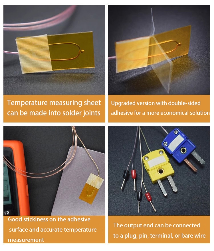25mmx15mm K/T Thermocouple Self-Adhesive Polyimide Fast Response Surface Mount Stick Thermocouple 260C Temperature Sensor OEM - Image 6