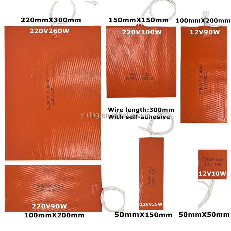 4pcs 220V 260W Adjustable Silicone Rubber Heater Plate 220*300mm Flexible Band Heater Bearing Temperature Control Heating - Image 6