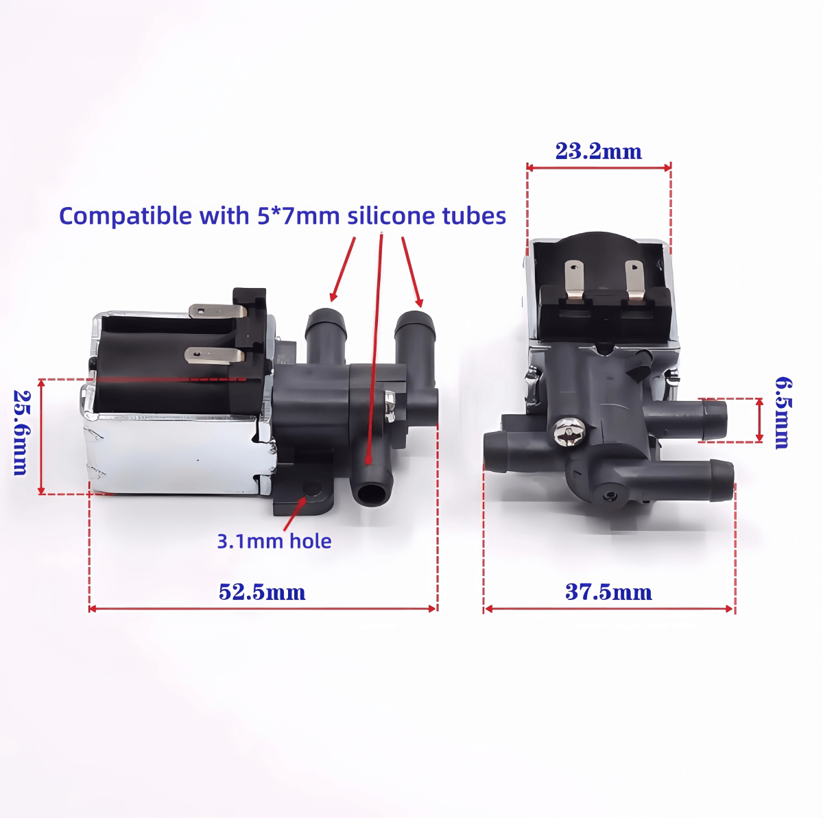 CNV6-3HS Miniature Electromagnetic Water Valve DC 24V One Inlet Two Outlets Normally Closed Type for Air Machinery Engine Parts - Slika 4