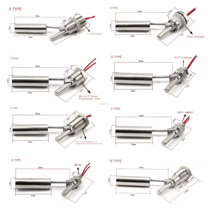 304 316 Stainless Steel Side-Mounted Duckbill Float Switch Liquid Level Water Level Sensor Measuring & Gauging Tool - Image 6