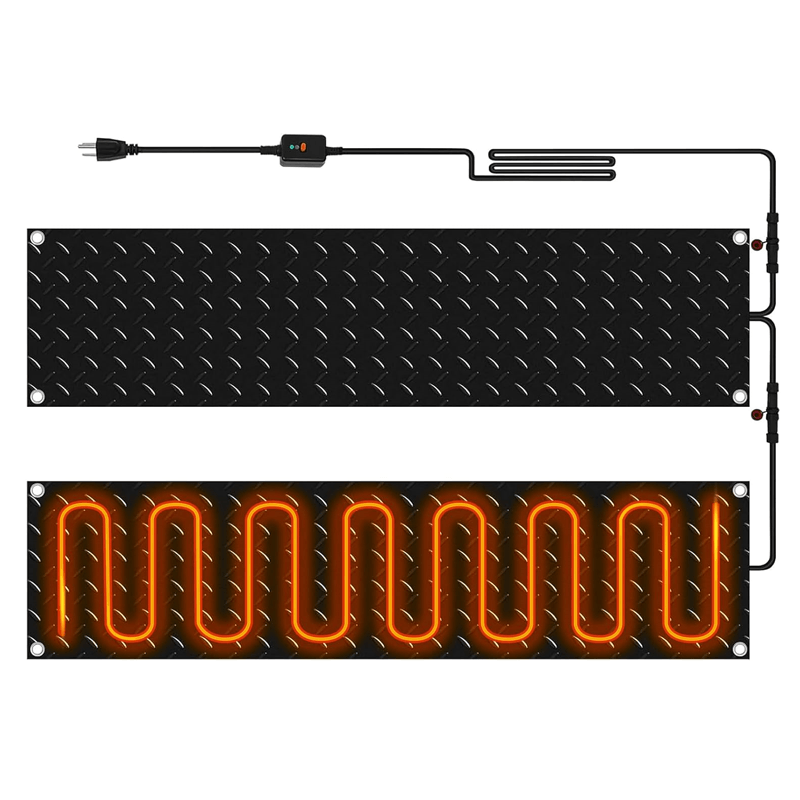 Snow Melting Mats Flexible Heater 120V Outdoor Electric Silicone Heated Snow/Ice Removal Staircase Deicing System Black