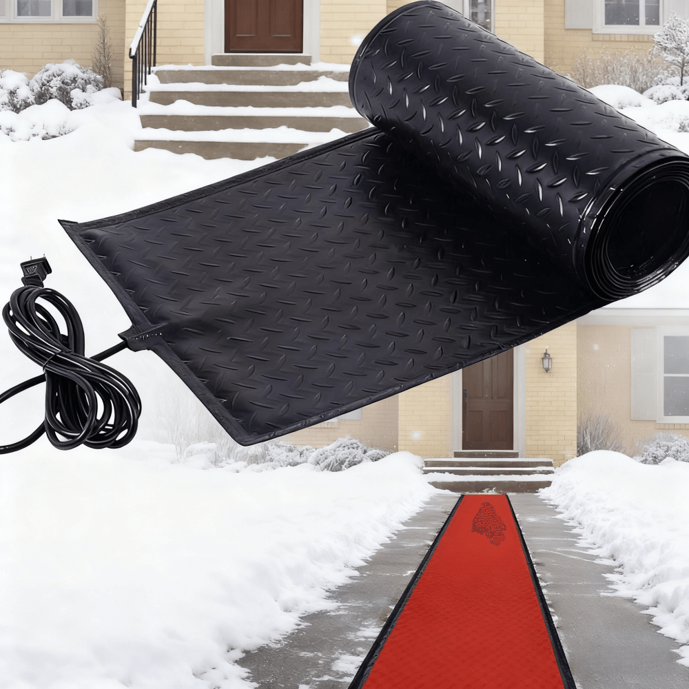 Snow Melting Mats Flexible Heater 120V Outdoor Electric Silicone Heated Snow/Ice Removal Staircase Deicing System Black - Image 2