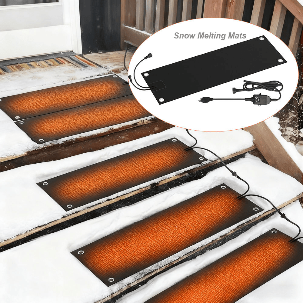 Snow Melting Mats Flexible Heater 120V Outdoor Electric Silicone Heated Snow/Ice Removal Staircase Deicing System Black - Image 3