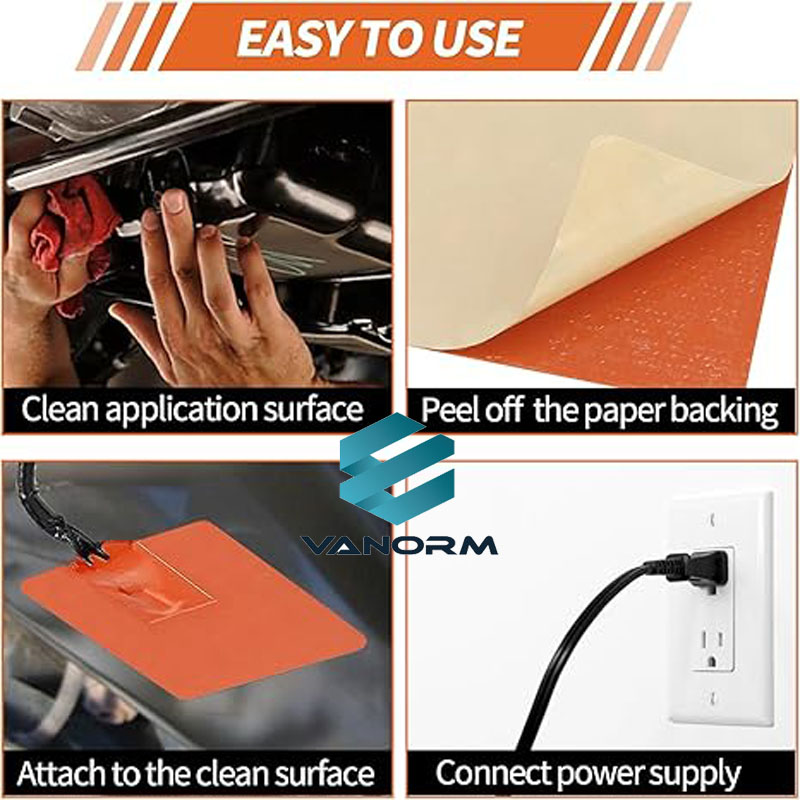 2PCS Automatic Motor Engine Block Oil Pan Silicone Heating Pad 150W 3M Self-Adhesive Metal Surface Dipstick 120/220V - Image 6