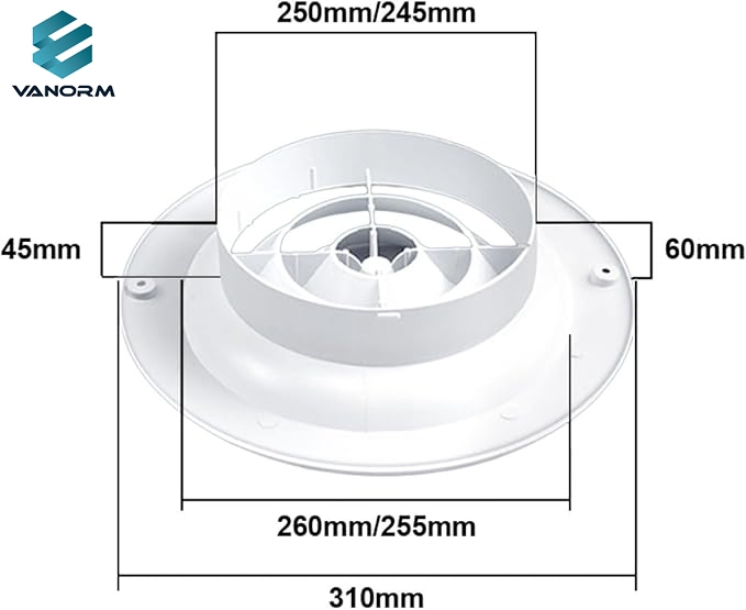 Modern Aluminum Alloy 6-Inch Vent Cover Ceiling Diffuser HVAC Duct Replacement Easy Install Office Use Outer Dimensions 9-15/16" - ภาพ 5