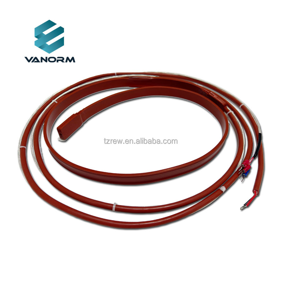 VANORM 220V 15*1000MM Industrial Silicone Rubber Flexible Heating Tape Heating Belt PT100 Sensor 2 Years Warranty Certified