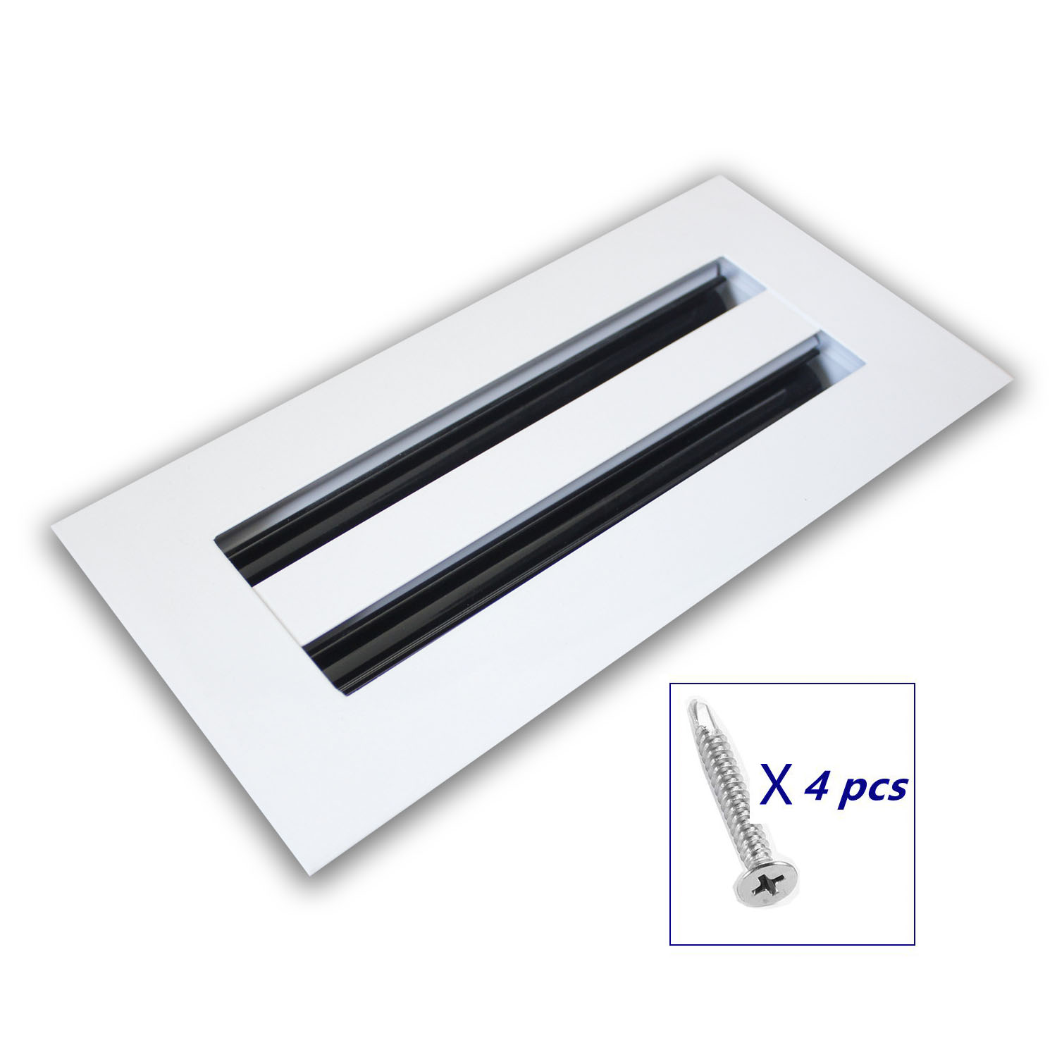 Modern AC Vent Cover 10x4 White Aluminum Alloy Plastic Air Register Grille for Ceiling Walls Floors Square Shape for Office Use - Image 4