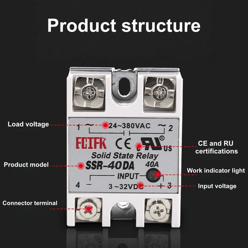 220V AC Solid-state Relay Small Single-phase 40A DC Control AC Module SSR-40DA 10A25A60A100A DC/AC DDAA Relay 24V 220V - Image 4