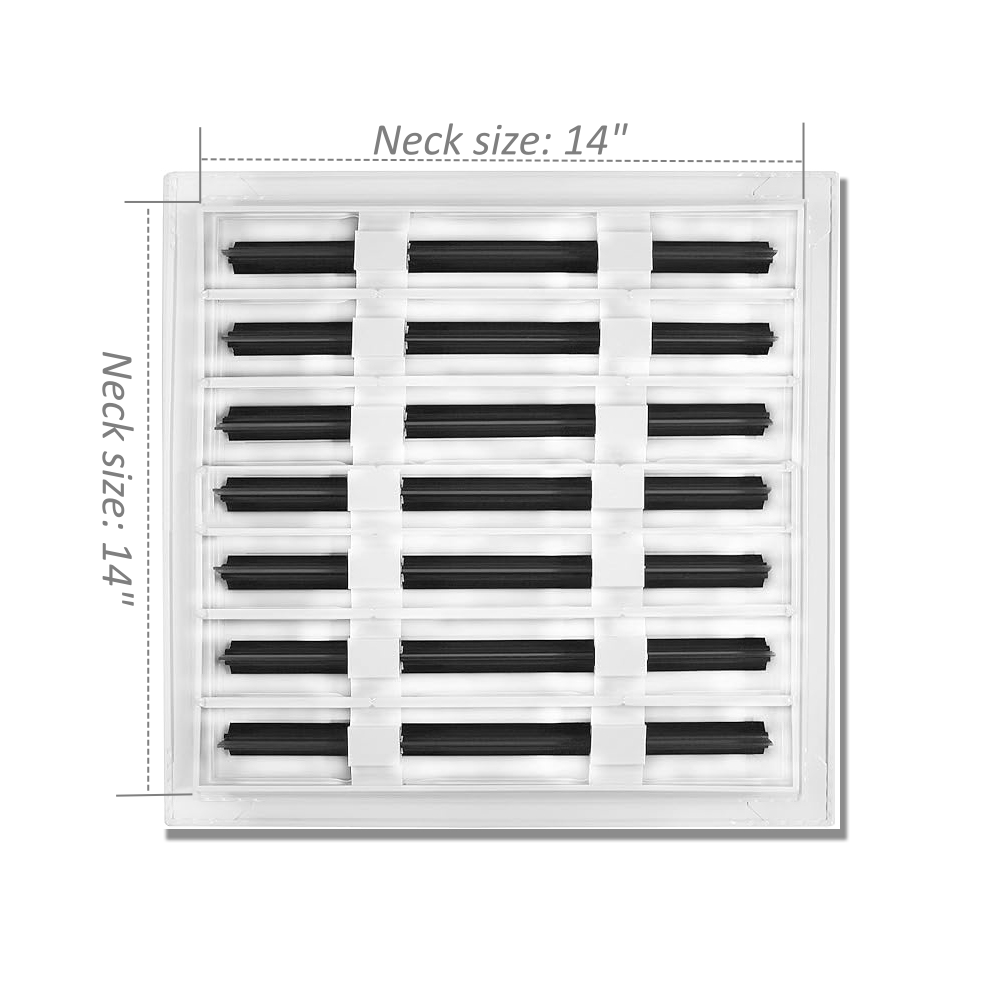 ปกช่องระบายอากาศ AC ที่ทันสมัย 14*14 White Aluminum Alloy Plastic Air Register Grille for Ceiling Walls Floors Square Shape for Office Use - ภาพ 2