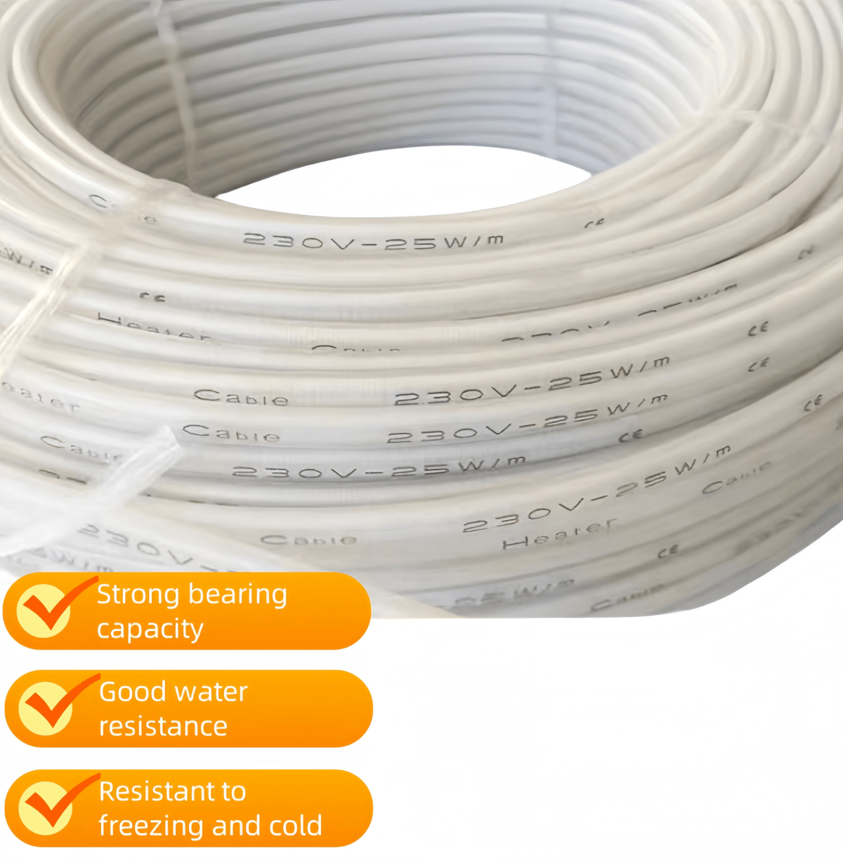 25W/30W/40W/50W Rubber Drain Pipe Defrosting Heater Wire Cable Heat Pad Sustainable 230v Constant Power Heating Equipment - Image 5