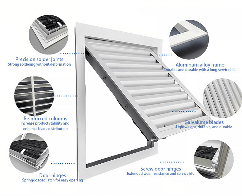 250*250mm Louvre Universal Aluminum Alloy Access Panel Inspected Opening Finished Ceiling Door Hinge Type Register & Grille - Image 3