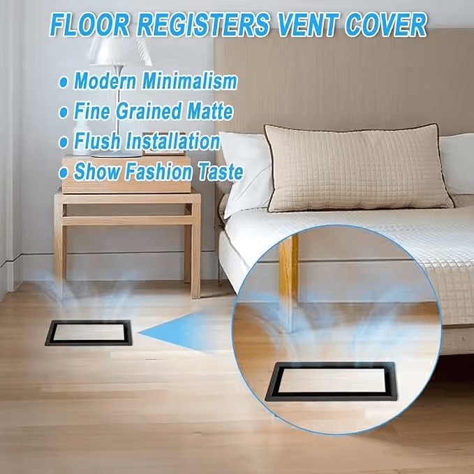 Modern 4x10 Flush Mount Floor Register Heavy Duty Steel Air Vent for AC Heating Black Building Supplies ABS for Office - 图片 5