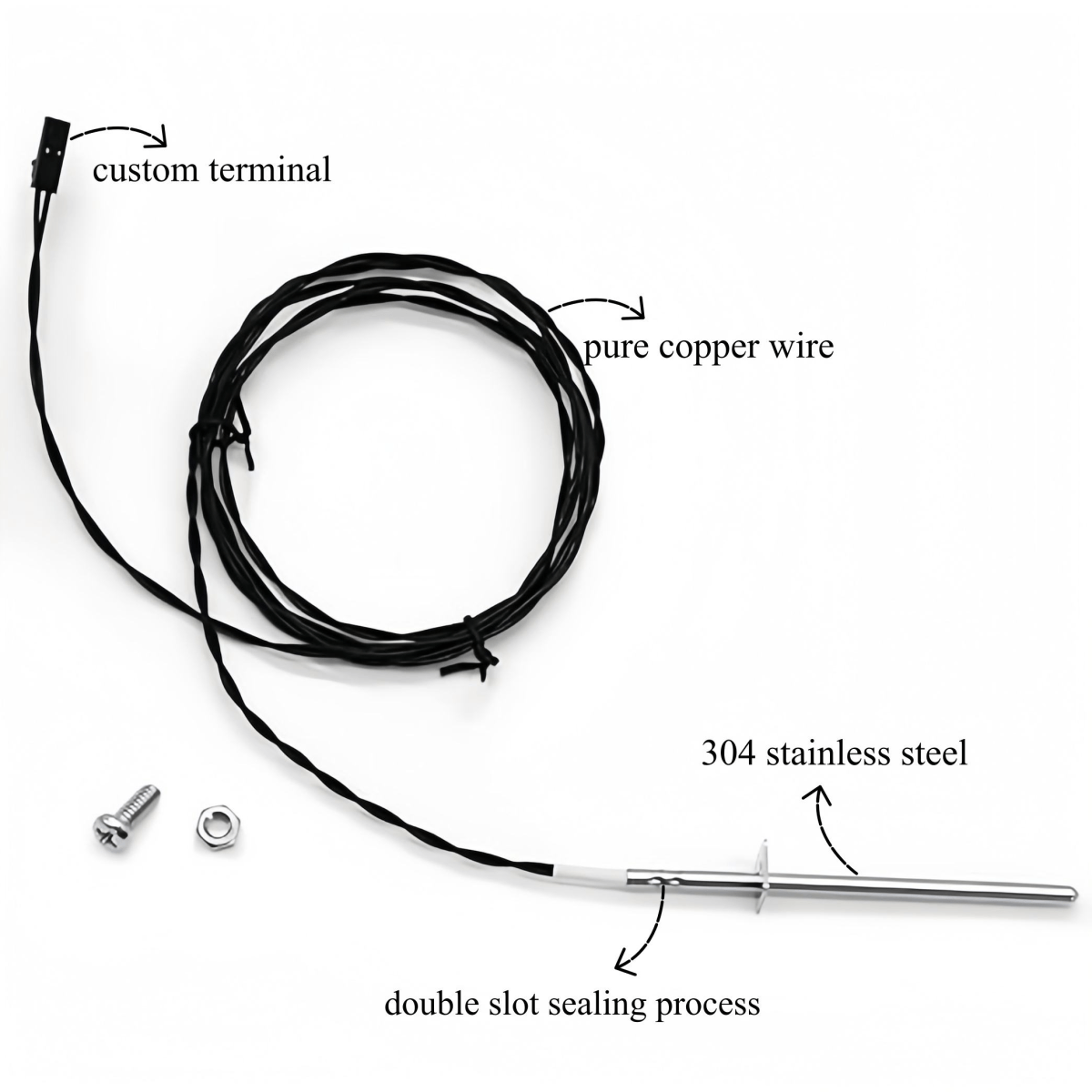 3-20-00744 Black ESP Thermistor Probe Pellet Stove Compatible Harman Accentra Pellethead Replacement Harman Black Wire OEM ODM - Image 4