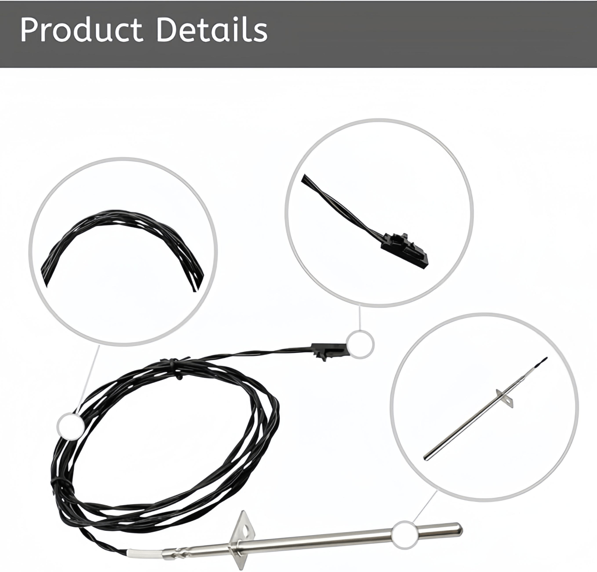 3-20-00744 Black ESP Thermistor Probe Pellet Stove Compatible Harman Accentra Pellethead Replacement Harman Black Wire OEM ODM - Imagem 5