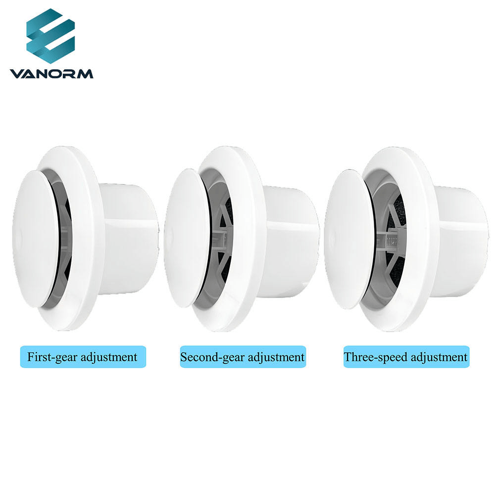 ABS Circular Press-Type Indoor Adjustable Air Conditioning Outlet Fresh Air Inlet Exhaust Filter Noise Reduction for Office Use
