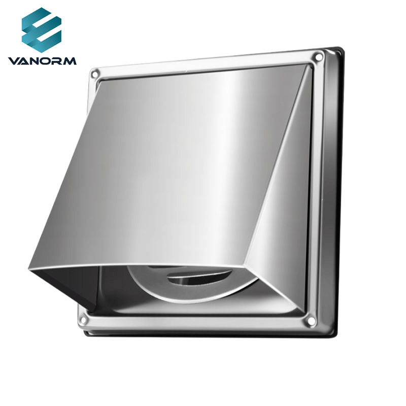 304 Stainless Steel Movable Square Exhaust Vent for Outdoor Office Basement Use-Rain Cap Ventilation Grille Louver Air