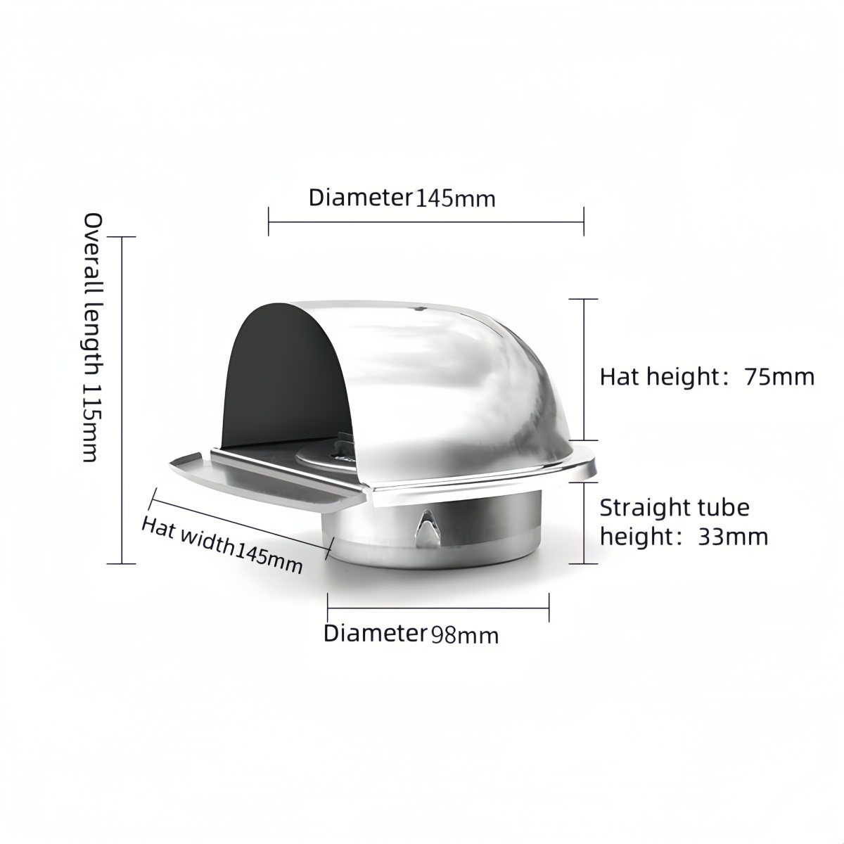 100mm/150mm U-Shaped Air Vent Cap 304 Stainless Steel Exterior Wall Vent for Household Warehouse Outdoor Ventilation Outlet - Image 3
