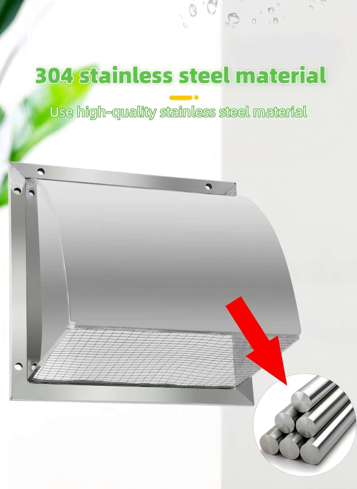 Square Vent Stainless Steel Wall-Mountable Range Hood Air Outlet Exhaust Kitchen Vent Windscreen Rain Cover Registers Grilles - 영상 2
