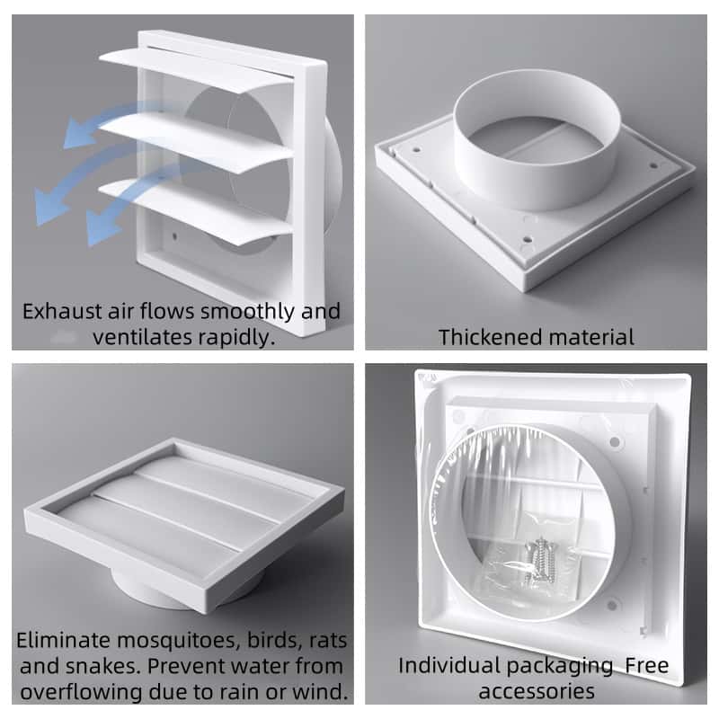 ABS Exhaust Opening Wall Ventilation Cap Grille Windproof Cover for External Wall Gravity Louvre Ventilation Register Grille - Pilt 5