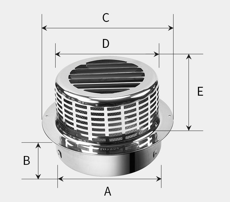 Modern Stainless Steel Rainproof Hood Ventilation Opening Air Exchange Range Hood Exhaust Fan with Exterior Outlet - Imagine 4