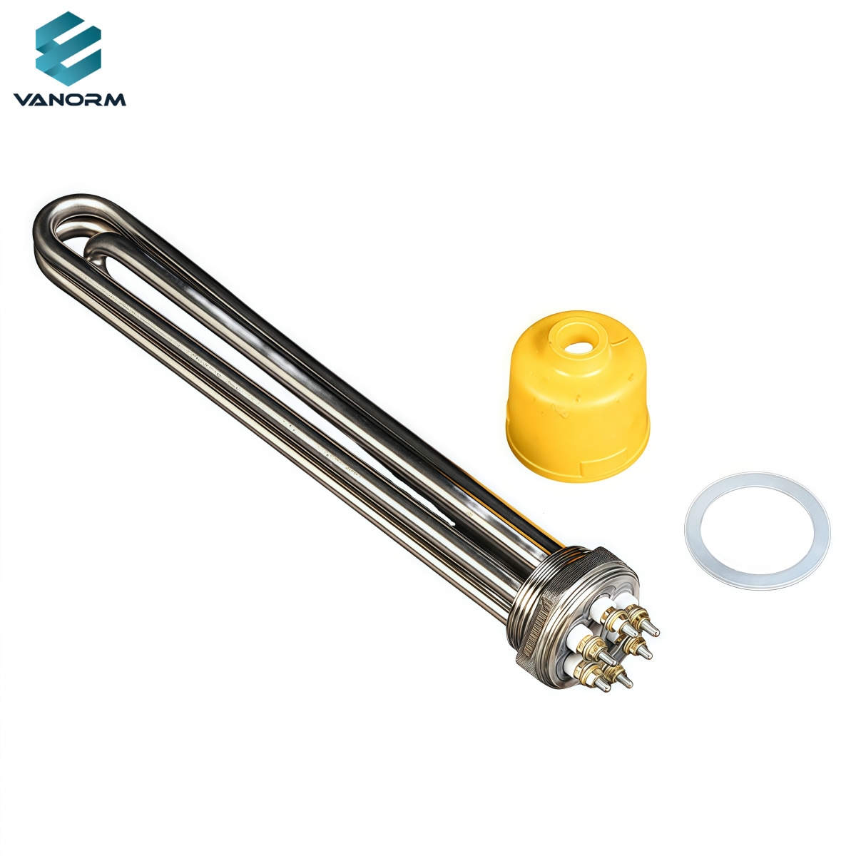 DN40 DN50 Immersion Heater 220 380V Electric Heating Tube SS304 Heating Rod Thermal Oil Water Silicone Material for Industries
