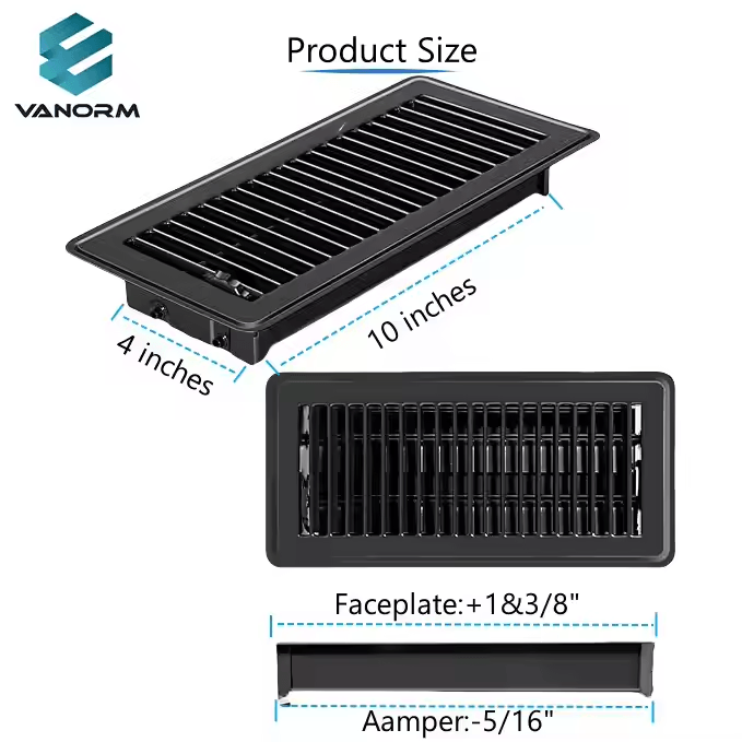 Heavy Duty 4x10 Modern Style Floor Wall Ceiling Registers & Grilles Rust-Proof Finish Vents Covers for Home Use - Pilt 2