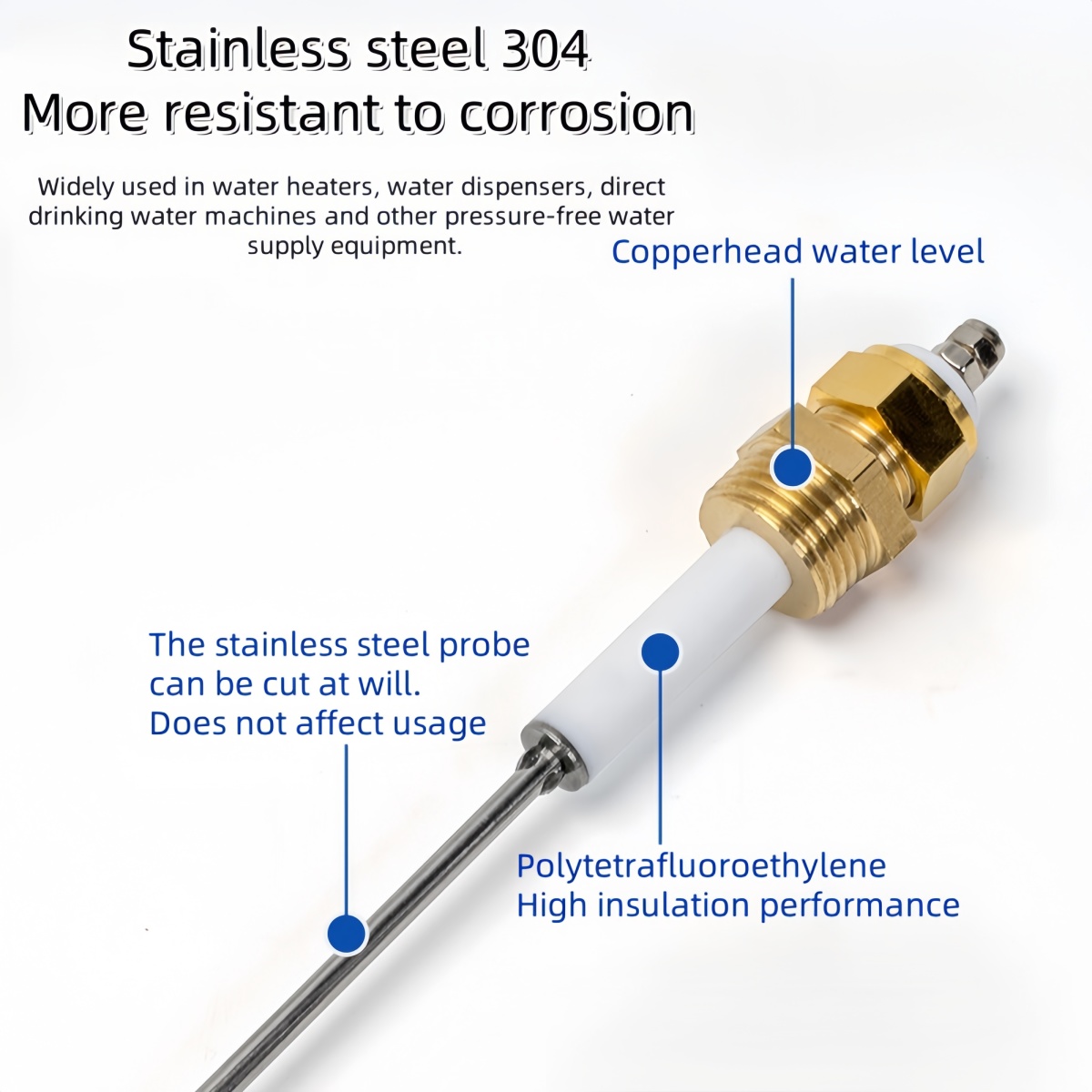 Stainless Steel Copper PTFE Liquid Electrode Probe Temperature Instrument for Steam Boiler Water Level Control - Image 4