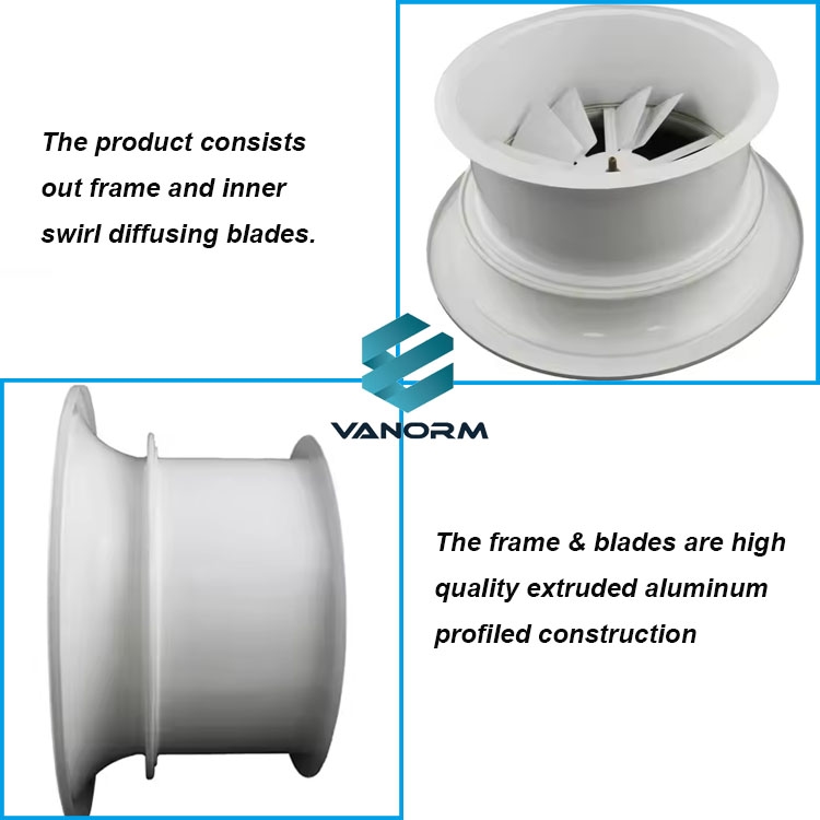 Modern Industrial Roof Exhaust Fans Gable Vent Light Swirl Diffusers Attic Ventilator HAVC System Air Conditioning - Image 5