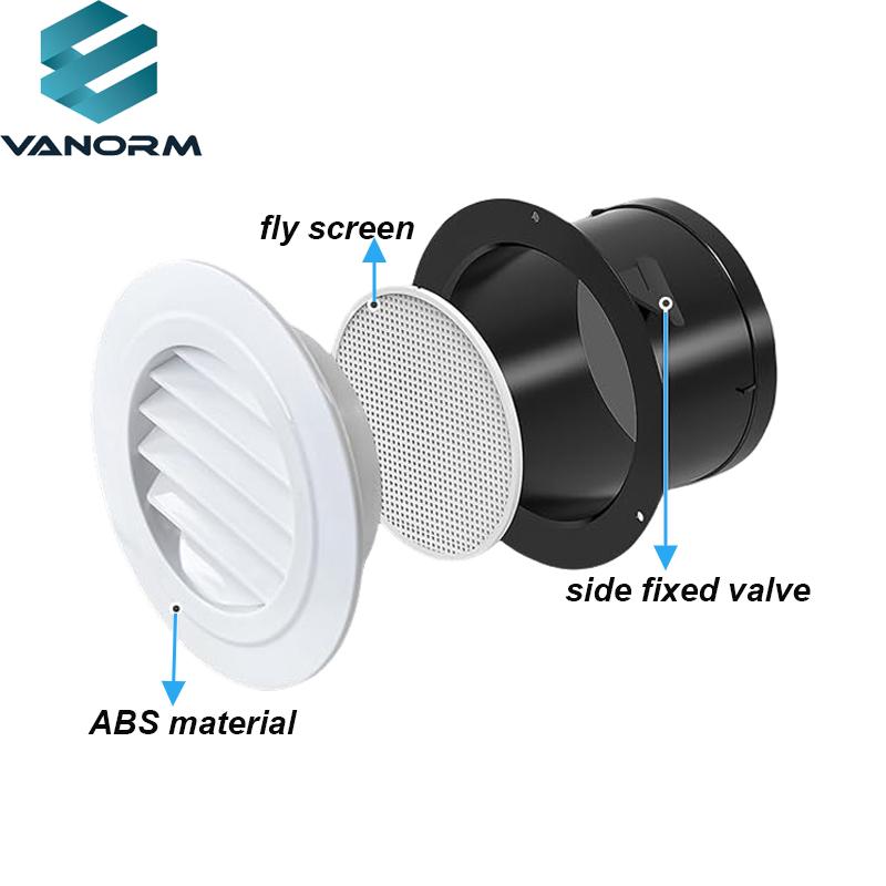 100mm White ABS Vent Exhaust Fan Modern Vent Cover Built-in Screen Mesh for HVAC Ducting Bathroom Kitchen Garage 100mm White - Image 2