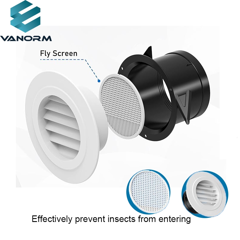 100mm White ABS Vent Exhaust Fan Modern Vent Cover Built-in Screen Mesh for HVAC Ducting Bathroom Kitchen Garage 100mm White - Image 3
