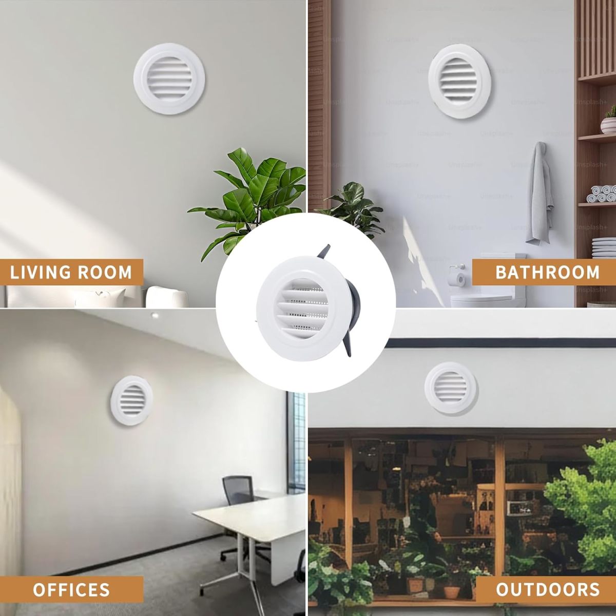 100mm White ABS Vent Exhaust Fan Modern Vent Cover Built-in Screen Mesh for HVAC Ducting Bathroom Kitchen Garage 100mm White - Image 5