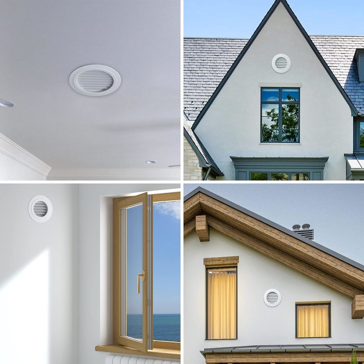 100mm White ABS Vent Exhaust Fan Modern Vent Cover Built-in Screen Mesh for HVAC Ducting Bathroom Kitchen Garage 100mm White - Image 6