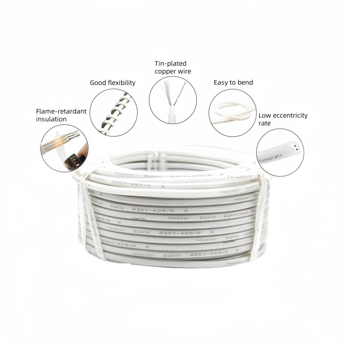 25/30/40/50/60W/M Waterproof Silicone Rubber Insulated Heating Cable Constant Power Heating Equipment - 영상 5