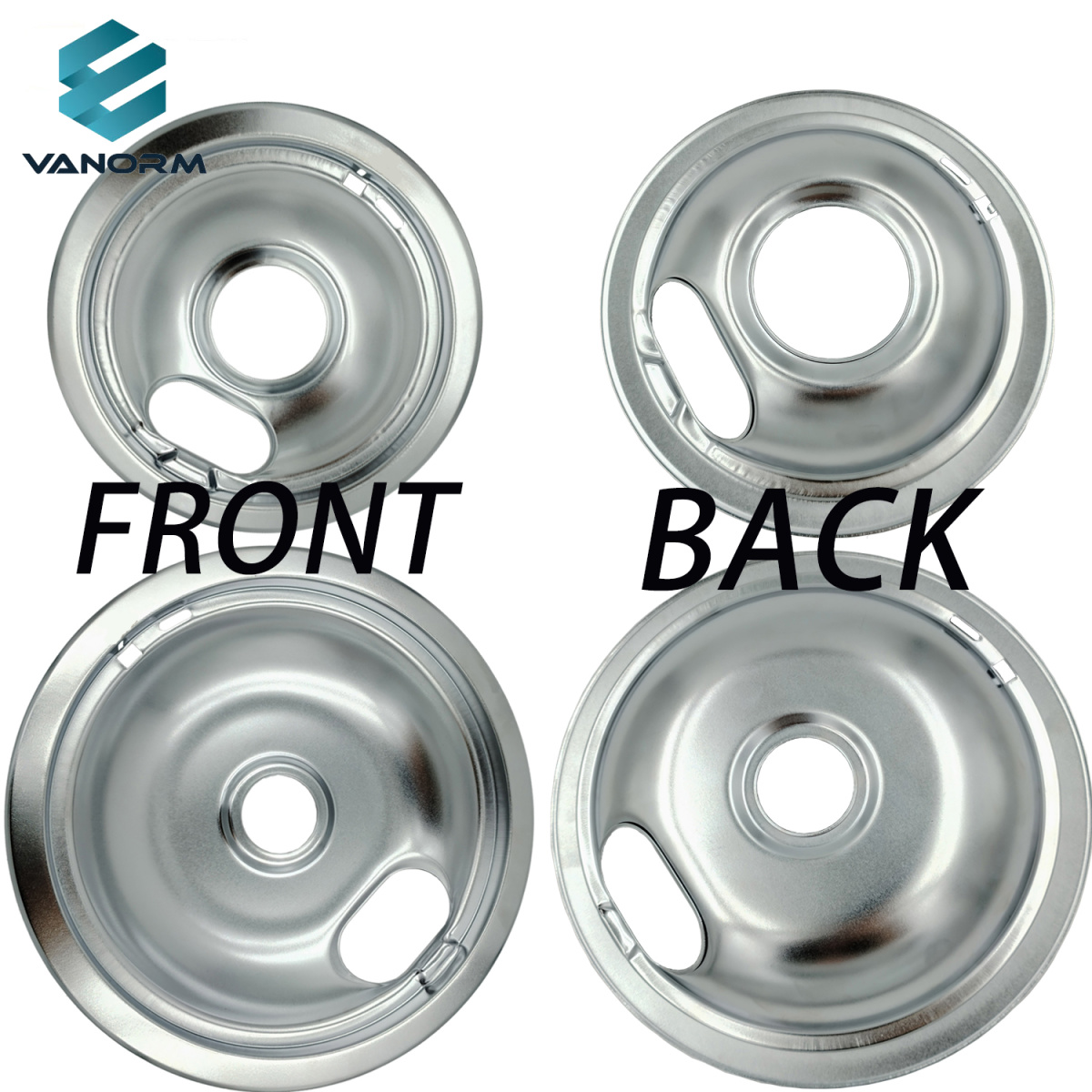 4 Pack Chrome Replacement Drip Pans 2 X 6'' Range and 2 X 8'' Cooktop Heating Equipment - 图片 3