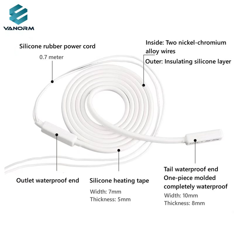 Factory Wholesale Drain Pipe Defrosting Heating Cable Line Refrigerator Silicone Defrost Heater Wire - Image 3