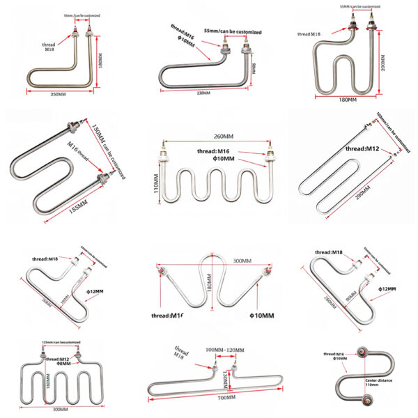 Stainless Steel U/W Shape Tubular Heating Element Industrial Electric Coil Heater Replacement Part for Rice Cooker Heating